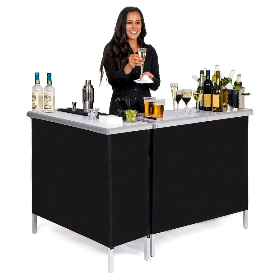 

GoBar Portable Double Bar Table Set Mobile Bartender Station for Events Includes Carrying Case