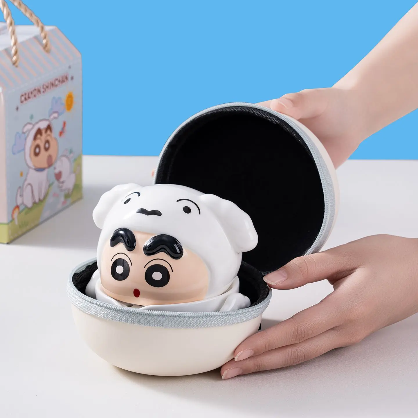 Crayon Shin-chan Cartoon Ceramic Tea Set Teacup Set Portable Outdoor Tea Drinking Health Pot Animation Peripheral Gift Wholesale