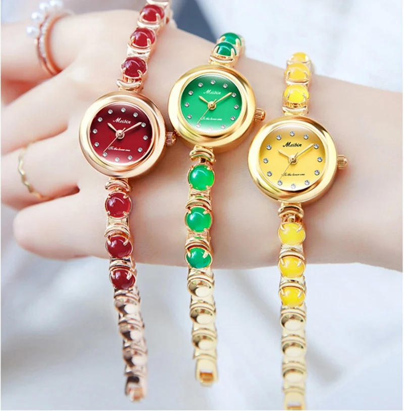 

New Luxury Women's Watch Gemstone Jewelry Watch Quartz Watch Women's Gift Bracelet Fashion Multifunctional Exquisite Watch Timer