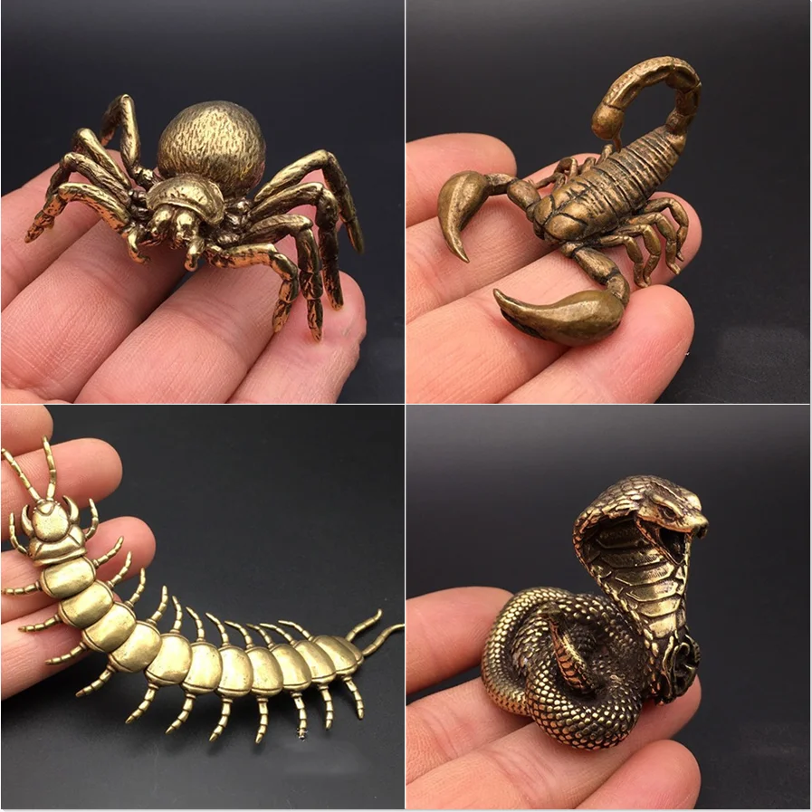 

Scorpion Centipede Spider Toad Cobra Statue Bronze Miniature Doll Tea Pet Sculpture Interior Decoration Figurine Craft Ornament