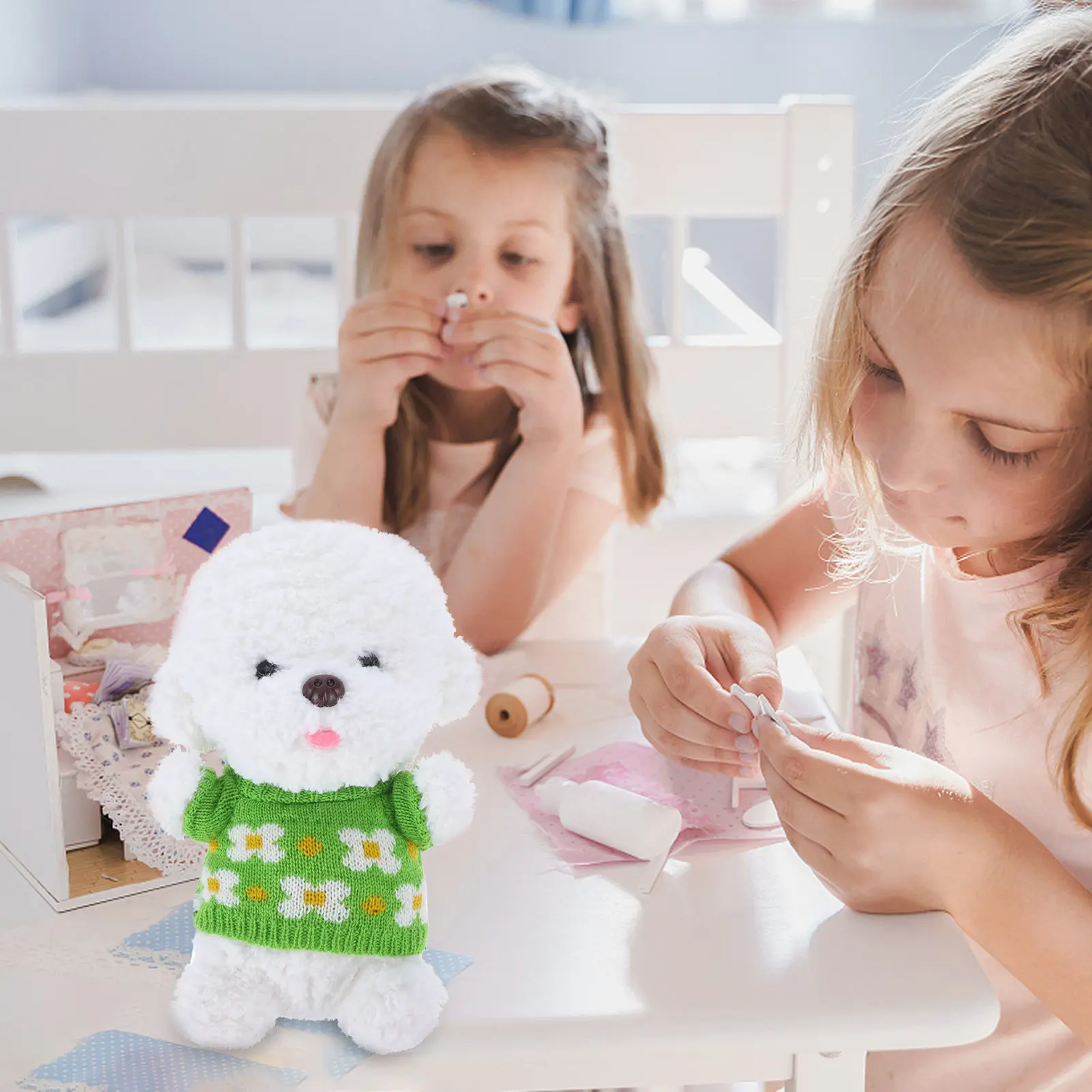 

2 шт. милых мультяшных свитеров для плюшевых мишек 30 см, мягкая моющаяся одежда для животных, сменные аксессуары, креативная игровая одежда