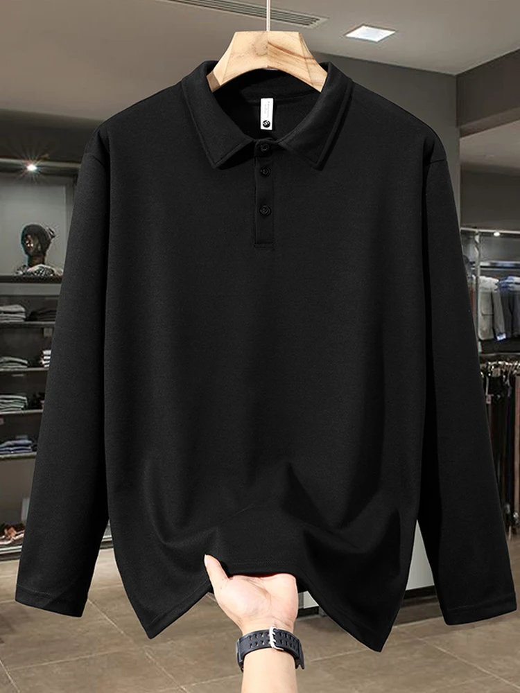 

Мужская тонкая толстовка-поло с отложным воротником, очень большого размера, для полных мужчин, базовый слой