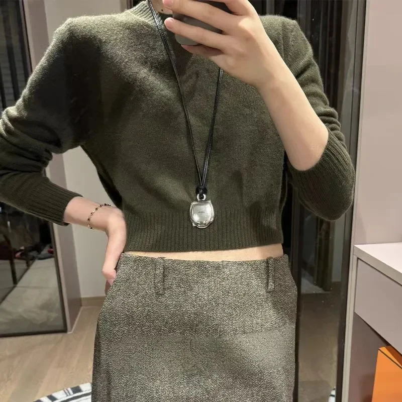 Glossy upgraded magic box long sweater chain simple design sense personalized HABI moonlight treasure box long necklace