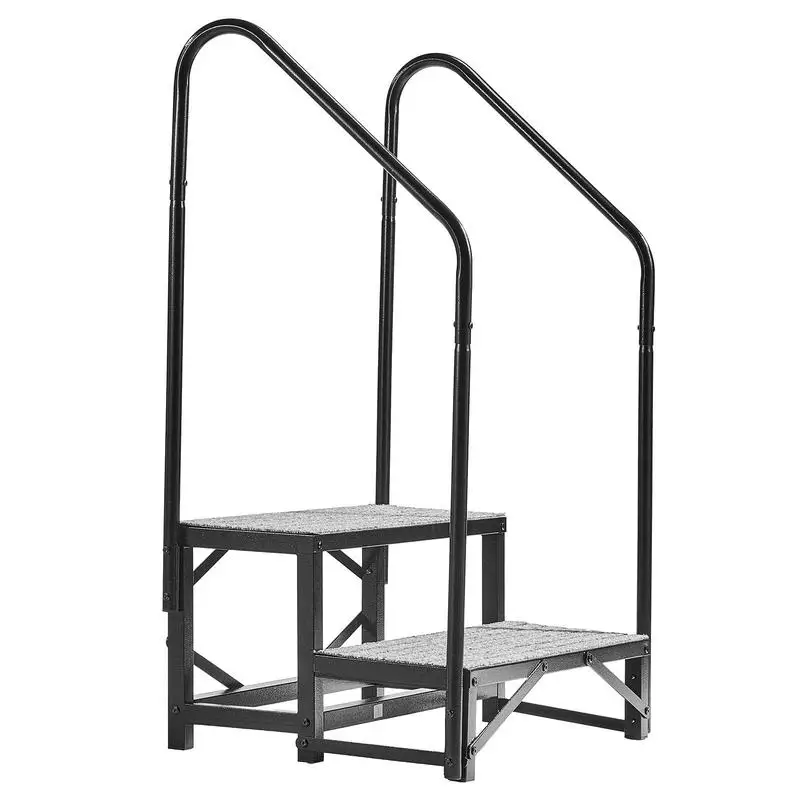 

RV Steps with Dual Handrails, 2 Steps, 660 lbs Load Capacity, Heavy Duty Outdoor RV Stairs with Non-Slip Mat for Elderly/Pets, Portable Stairs for Hot Tub, Camper, Mobile Home, Porch, Pool, SPA