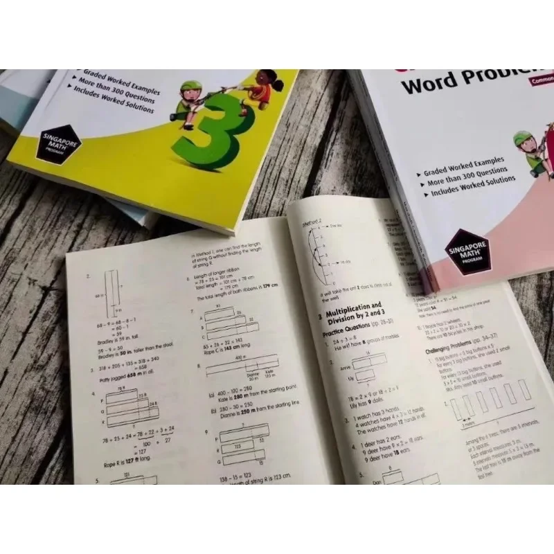 Challenging Word Problems Singapore Math Us Edition 6 Volumes Children's Genuine English Learning Books