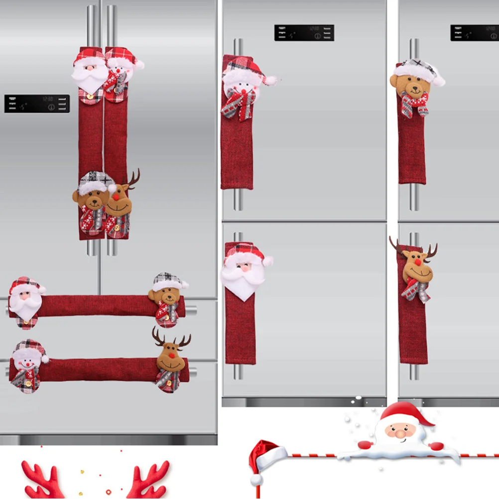 

8Pcs Xmas Fridge Handle Covers Kitchen Decor Anti-Grease Stain Water Fingerprints Multi-Use Appliance Protector