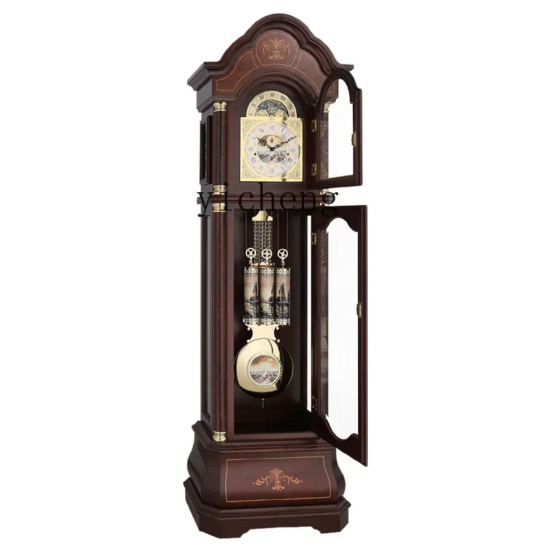 

ZC Imported Mechanical Movement Household Solid Wood the Grandfather Clock Living Room Vintage Ornament Chinese Decoration