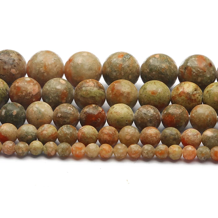 

Vintage Natural Green Unakite Stone Beads Loose Round Spacer Bead For Jewelry Making Diy Bracelet Necklace Earring Accessories