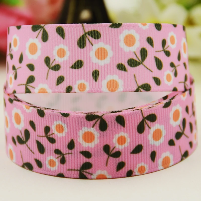 22mm 25mm 38mm 75mm flower cartoon printed Grosgrain Ribbon party decoration 10 Yards satin ribbons