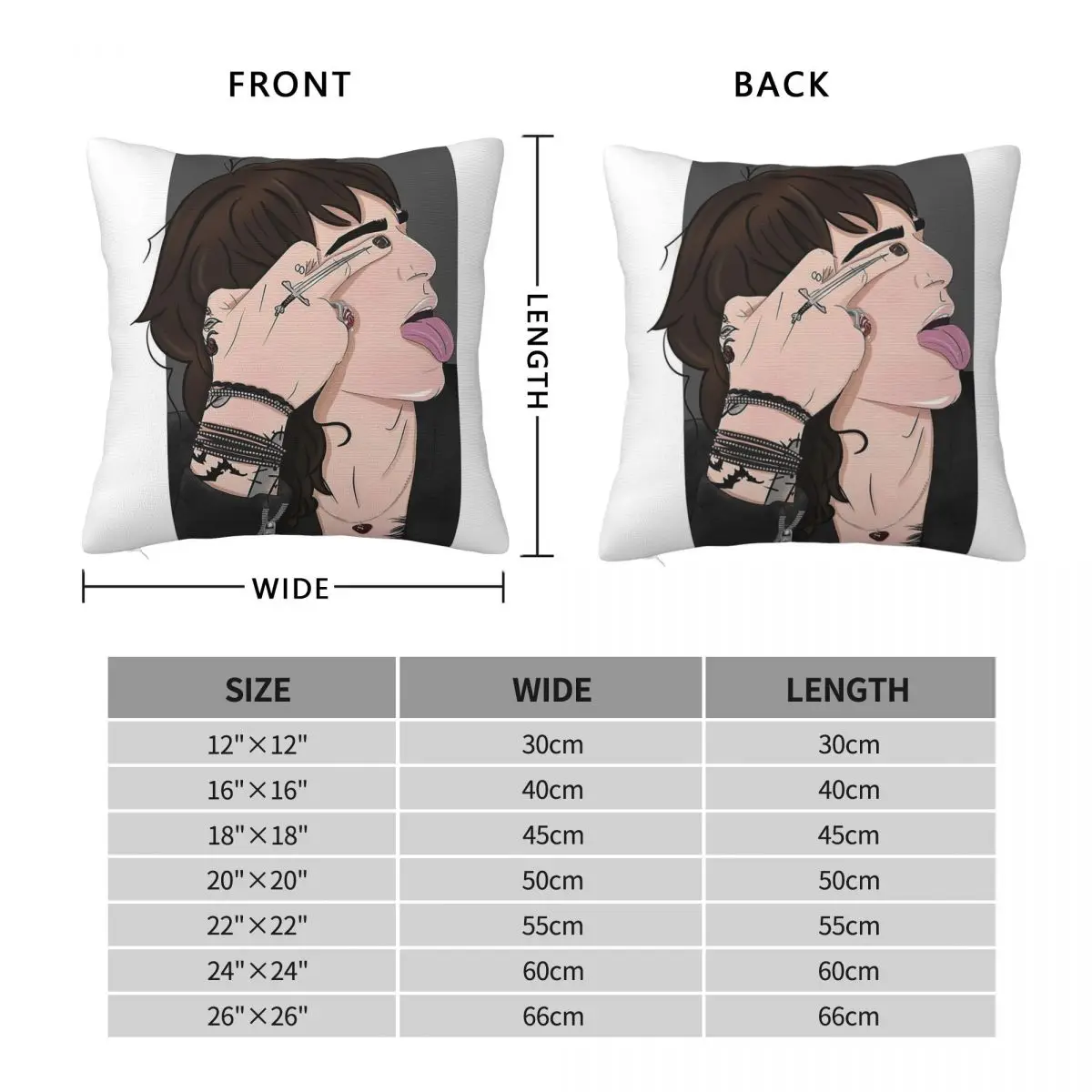 Eddie Munson Tongue Out Square Pillowcase Polyester Linen Velvet Creative Zip Decor Throw Pillow Case Room Cushion Cover