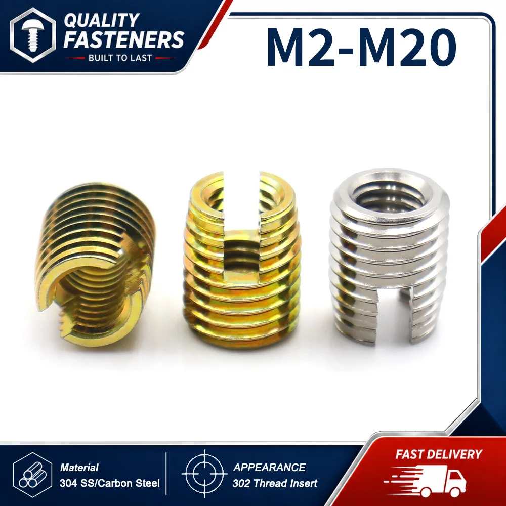 304 Stainless Steel Color Zinc Plated Carbon Steel 302 Slotted Self-Tapping Thread Inserts Nuts M2 M2.5 M3 M4 M5 M6 M8 M10-M20