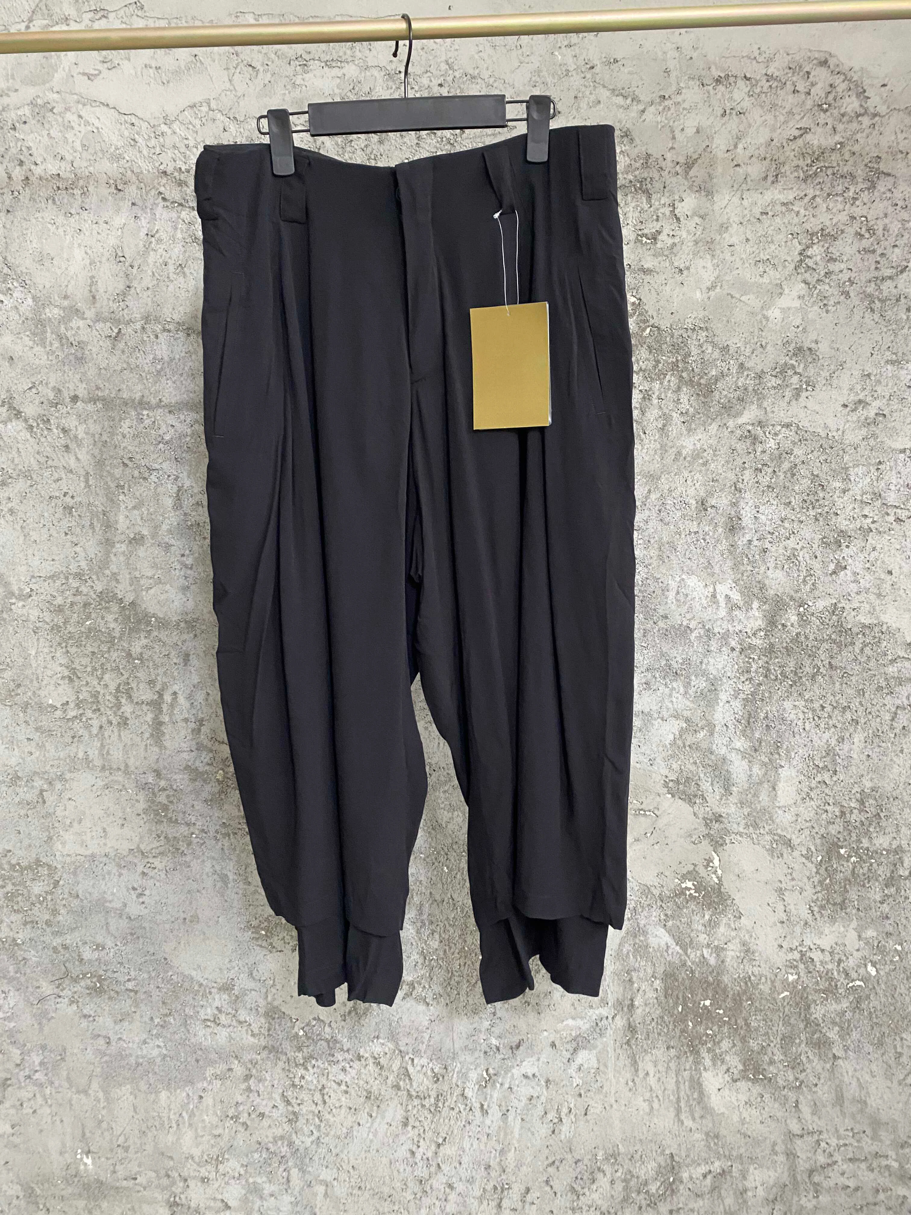 TOP-YAMAMOTO original design wide-leg pants, spring pants, skirts, false two-piece men's pants, black elastic waist culottes
