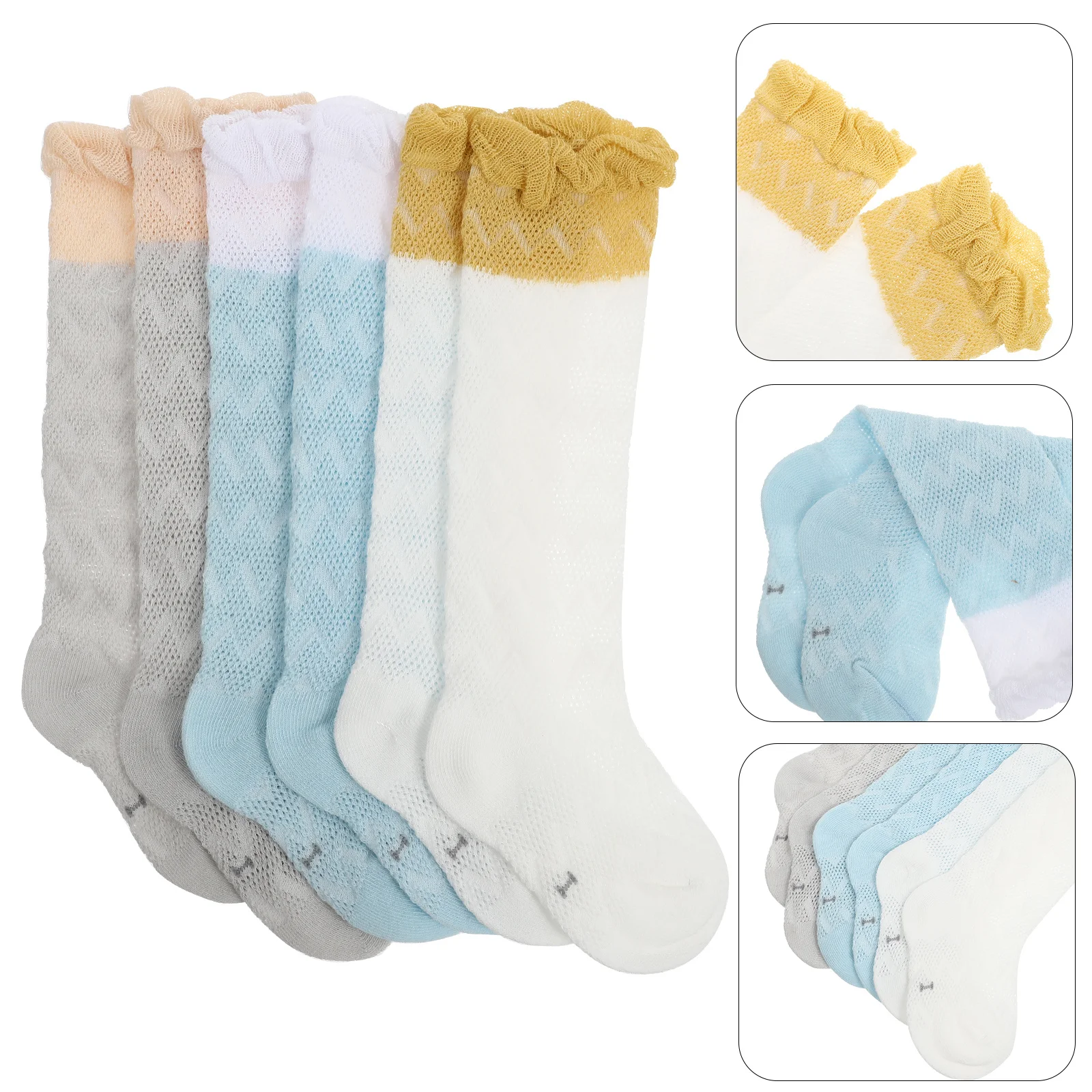

3Pairs Durable Baby Socks Comfortable Toddler Knee High Socks Breathable Long Stockings for Birthday Gifts Baby Long Stockings