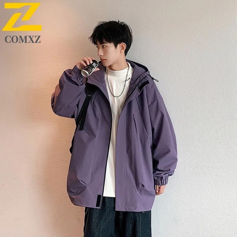 

COMXZ 2025 Men Women Couple Embroidered Hooded Jacket Fall Winter Spring Trendy Windproof Outdoor Loose Fit Casual Coat