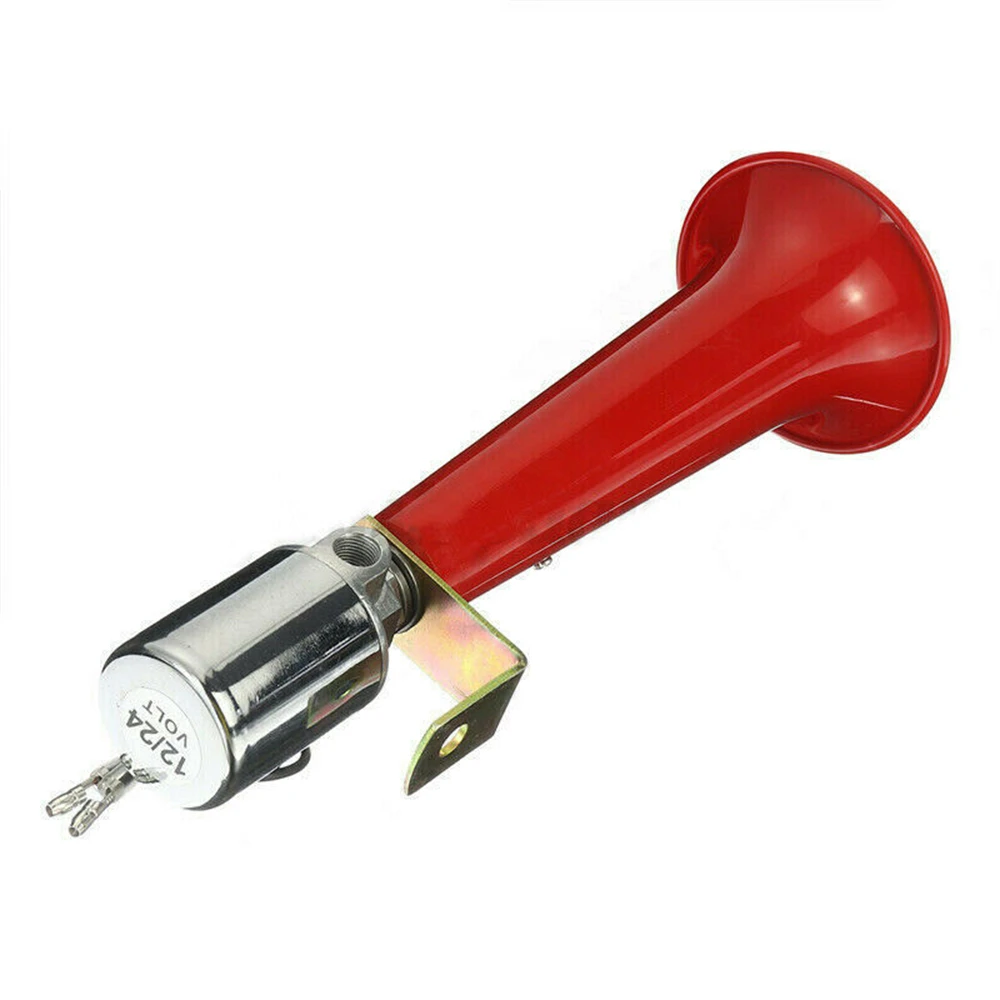 

180DB ​Car Air Horn Extremely Loud 12V 24V Electric Single Trumpet Marine Stainless Steel for Boat Truck Lorry Accessories Red