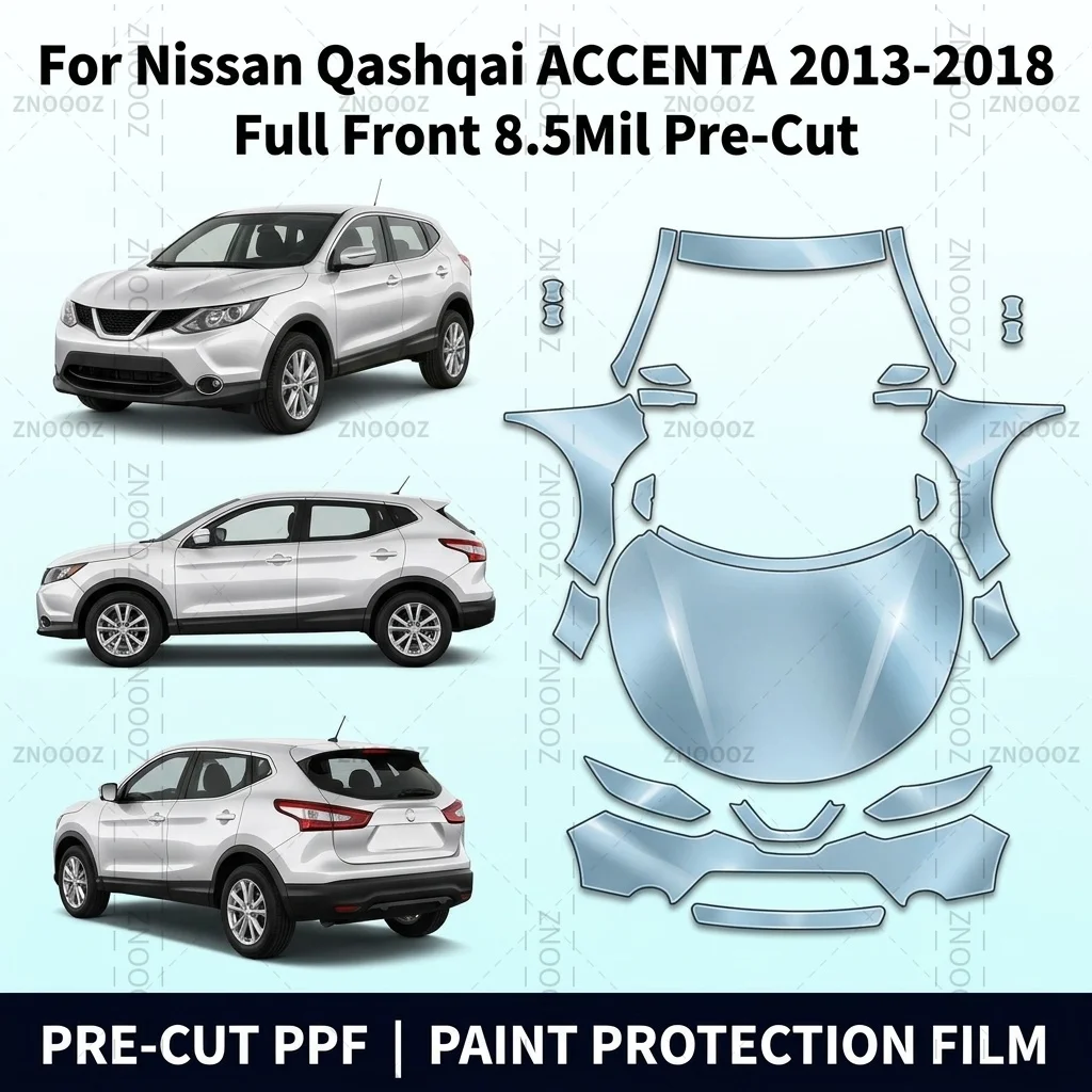 For Nissan Qashqai ACCENTA 2013-2018 Full Front 8.5Mil Pre-Cut PPF Paint Protection Kit TPU Self Healing High Gloss Anti