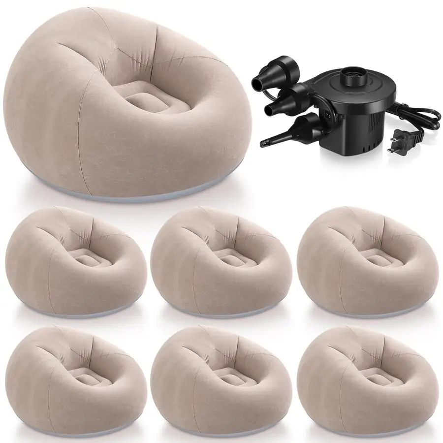 

6 Pcs Inflatable Bean Bag Chairs for Adults with Electric Air Pump, Blow up Couch Folding Portable Inflatable Couch Lazy Sofa f