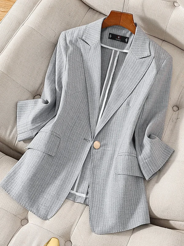 

Elegant Minimalist Women's Jacket 7/8 Sleeve Formal Workwear Commute Suitable Spring Summer Polyester Fiber