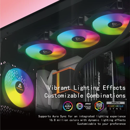 Imagen 2 del producto Antec-ventilador con cubierta de ordenador Ventoinha, ventilador RGB de 120mm con espacio ilimitado, ventilador de refrigeración de CPU PWM de 4 pines, 3 pines, 5v, 12cm