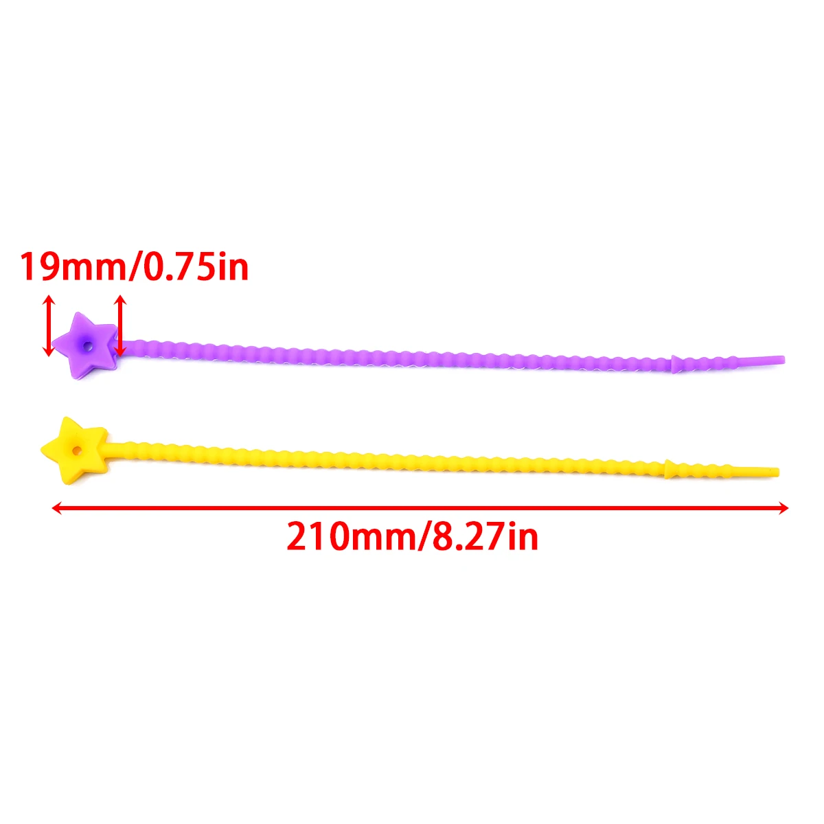 10Pcs Random Mixed Color Pentagram Silicone Tie Clothing Bag Accessories DIY Keychain Data Cable Bag Pendant