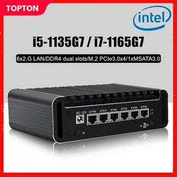 Nowy 2.5G Soft Router i7 1165G7 i5 1135G7 Dual Copper Tube Design Intel i226 6LAN RJ45 Fanless Mini PC pfSense Firewall Computer