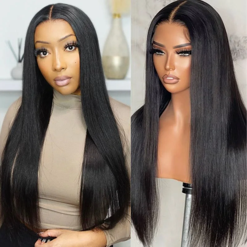 

HAIRTIME Hot Sale 4x4 Long Straight Lace Frontal Wig Brazilian Hair Wigs for Black Women