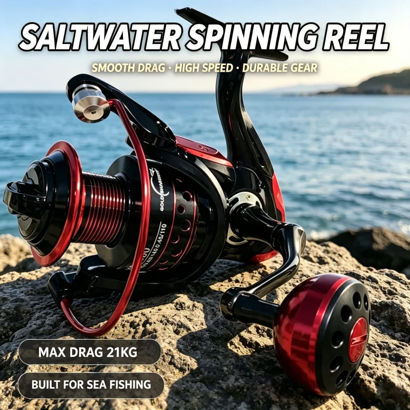 GOLD SHARKING-Spinning Reel, Metal Ultra Light Fishing Reel, Fishing Tool, 2000-7000  Maximum Braking Force 21KG,2026 view 5