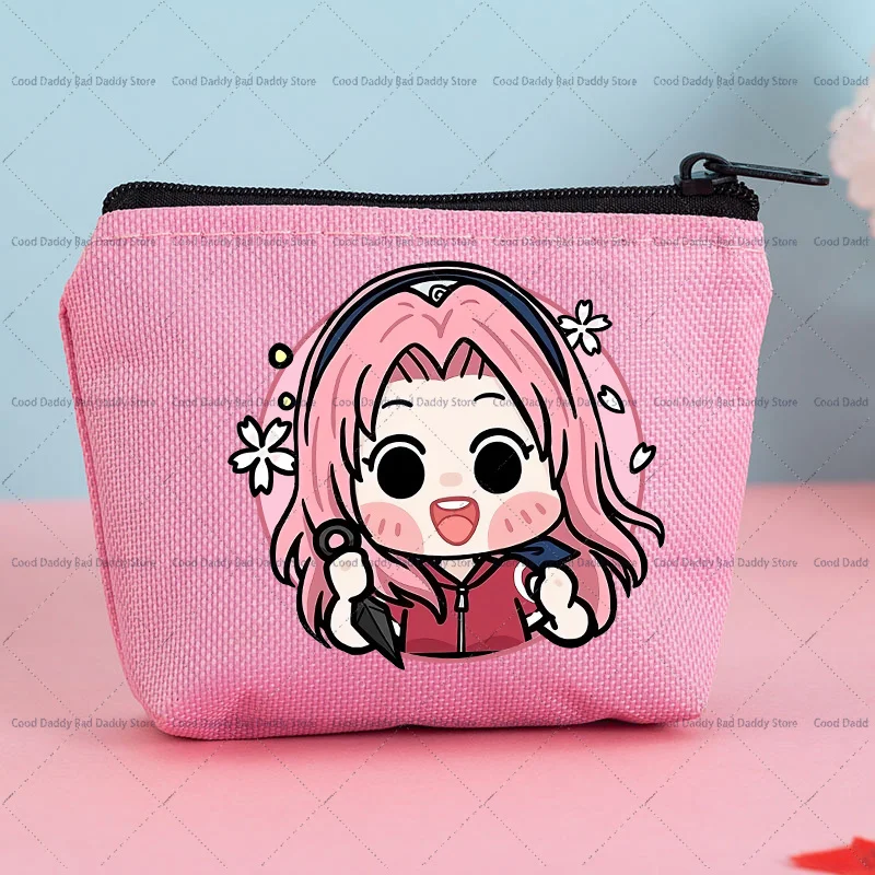 Kids Anime Cute Coin Purse Creative ID Card Holder Narutos Cartoon Printed Wallet Accessories Zip Storage Pouch Birthday Gifts