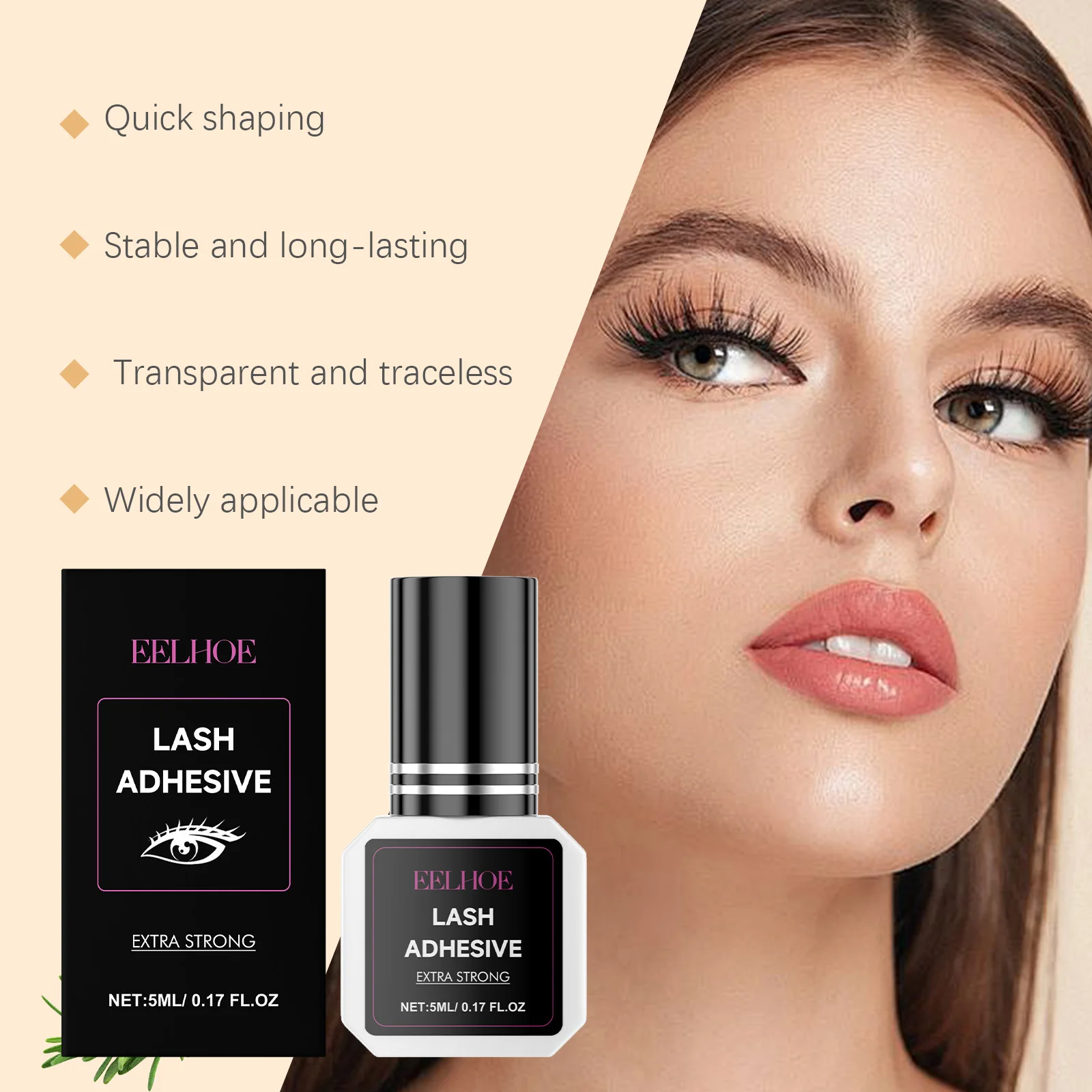 5 ml Kleber für falsche Wimpern. Schnell trocknender und langlebiger, wasserfester Wimpernkleber. Sanft und nicht reizend