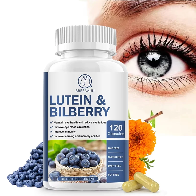 BBEEAAUU Blueberry Lutein Capsules 20mg Adult Eye Health Vitamins Relieve Eyes Fatigue and Dry Eyes Support Vision Health