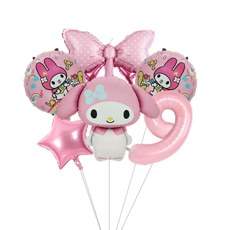 Anime Kawaii My Melody Themen-Folienballons-Set Latexballons Kindergeburtstagsparty-Dekoration Babyparty Zahlenballon Globos – Detail 10