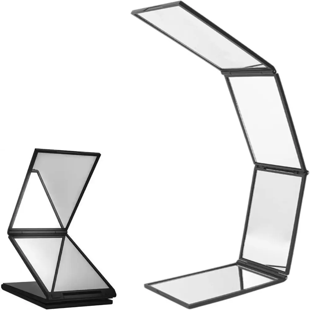 360-Degree Viewing Angle Multi Angle Folding Mirror Portable Foldable Trifold Mirror Handheld 4 Way Mirror for Self Haircutting
