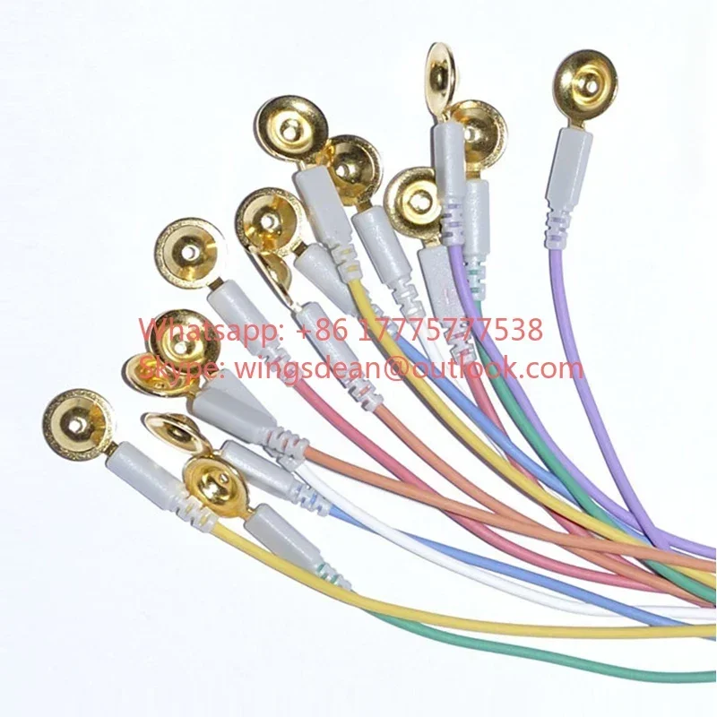 BESDATA سعر المصنع قابلة لإعادة الاستخدام Electrocap EEG القطب الملحقات كوب ذهبي 1.5 متر كابل بولي يوريثان مع سلك الشد