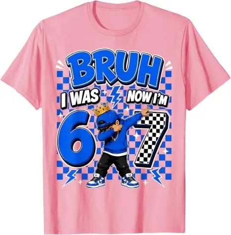 Modekleidung für 7-jährige Jungen, Bruh, ich war 6, jetzt bin ich 7, Dabbing 7. Geburtstag Jungen Sechs-Sieben T-Shirt, Humorvolles 67 Spruch-T-Shirt Geschenke – Detail 8