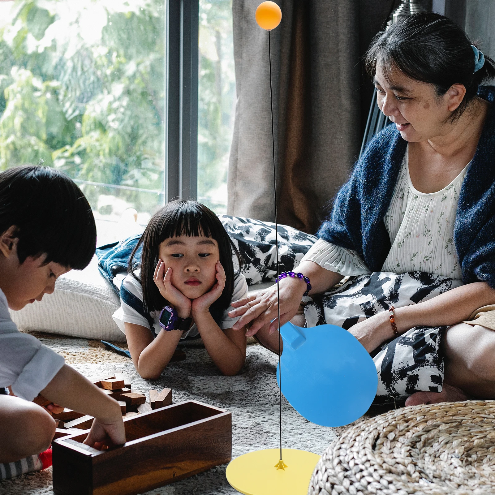 

Table Tennis Trainer Indoor Portable Elastic Practice Tool Stainless Steel Racket Shaft Child