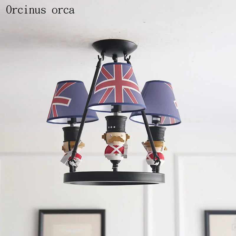 British creative soldier chandelier boy bedroom children's room lamp American style cute doll pendant lamp free shipping