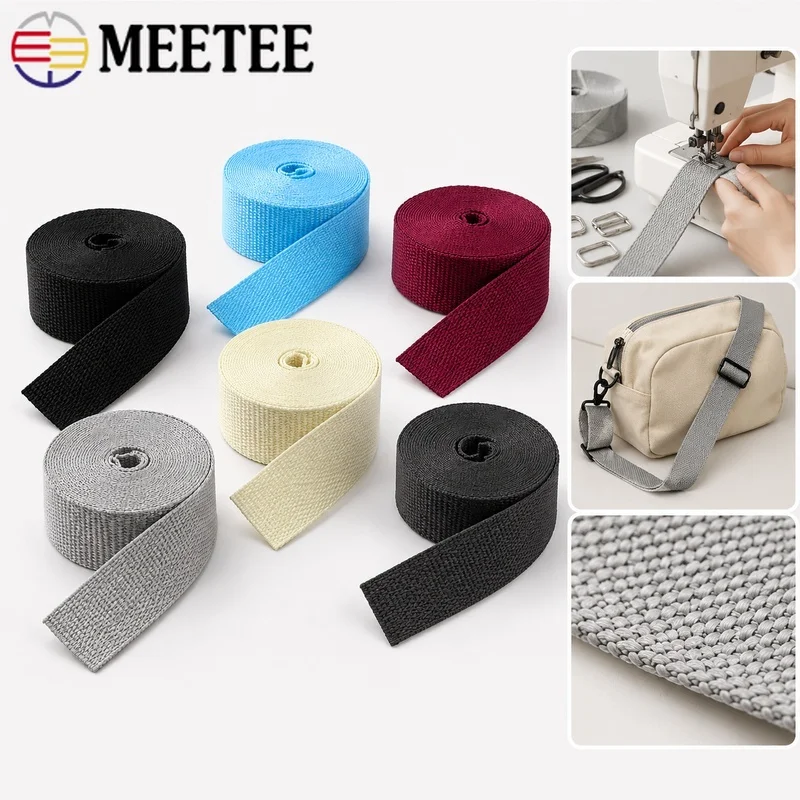 15Meters 20-50mm Polypropylene Webbing Strap 1.1mm Thick Shoulder Bag Making Replacement Sewing Tape