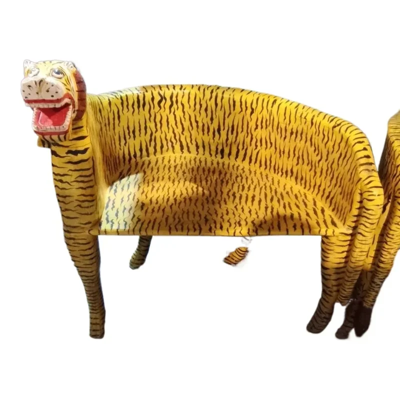 

Single solid wood painted tiger chair