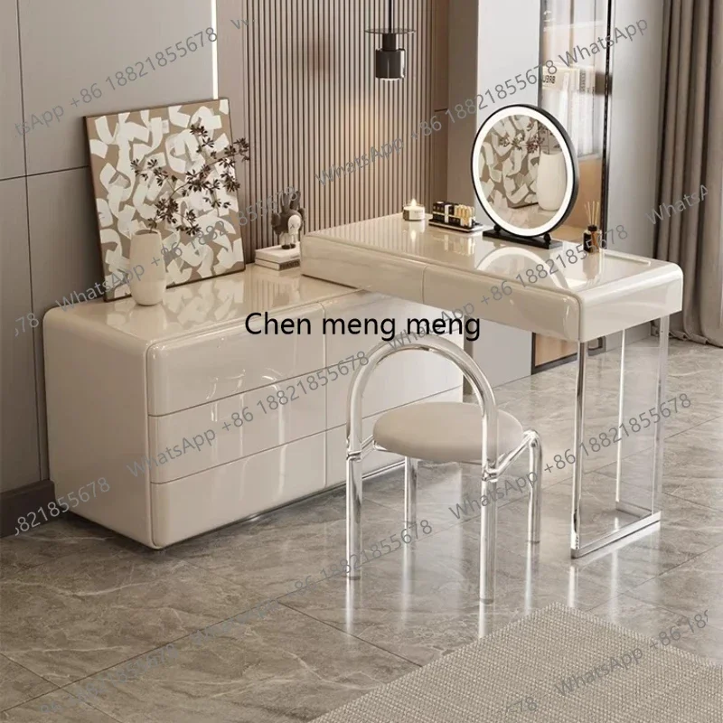 

Makeup Vanity With Drawer Cabinet Coiffeuse Room Furniture Cream Style Illuminated Makeup Dressing Table Modern Multifunctional