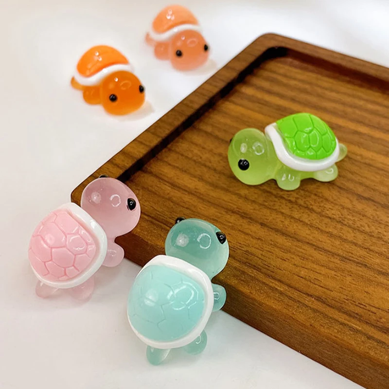 DIY 빛나는 거북이 미니어처 조각상 화분 정원 장식, 다채로운 발광 미니 거북이 마이크로 풍경 피규어 장식, 10 개