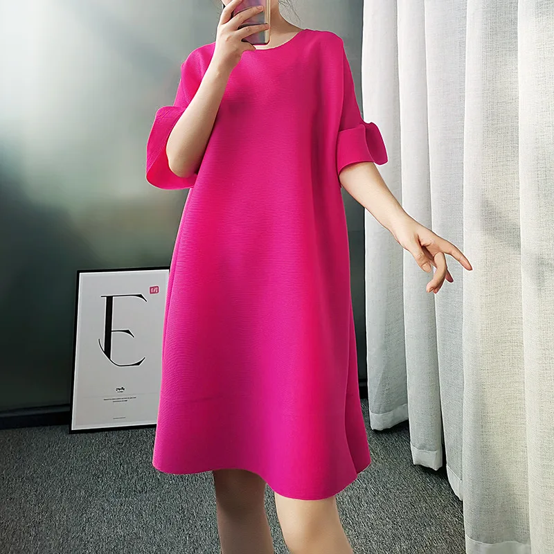 

Many Color Casual Pleated T-shirt Women Irregular Design Loose Solid Color Pullover Tops Versatile 2025 New AL8161