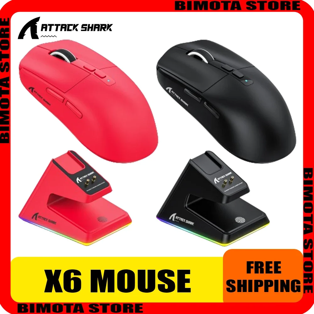 ataque tubarao x6 mouse sem fio modo bluetooth paw3395 rgb retroiluminado e sports pc acessorios do jogo presentes 01