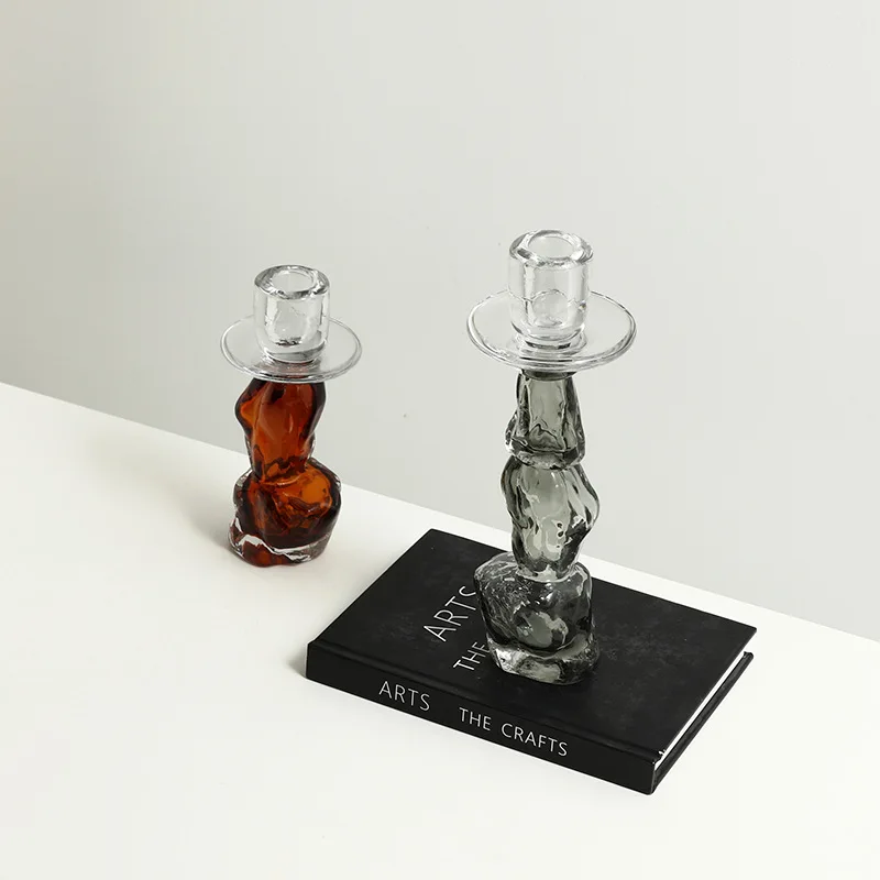 Art color matching glass candle holder villa living room coffee table dining table high-end light luxury ornament