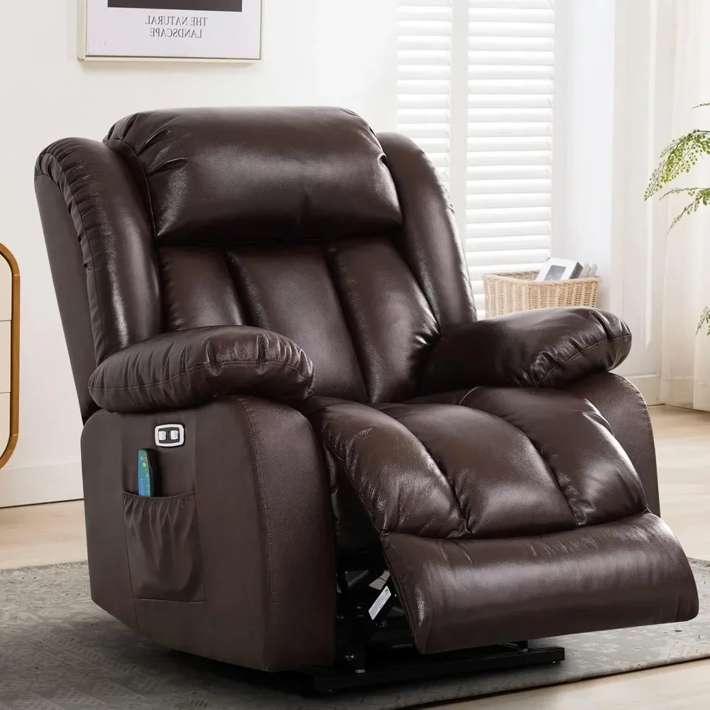 

Mediun Lay Flat Sleeping Genuine Leather Lift Recliner Chairs for Elderly with Heat and Massage, with Dual OKIN Motor,USB Ports