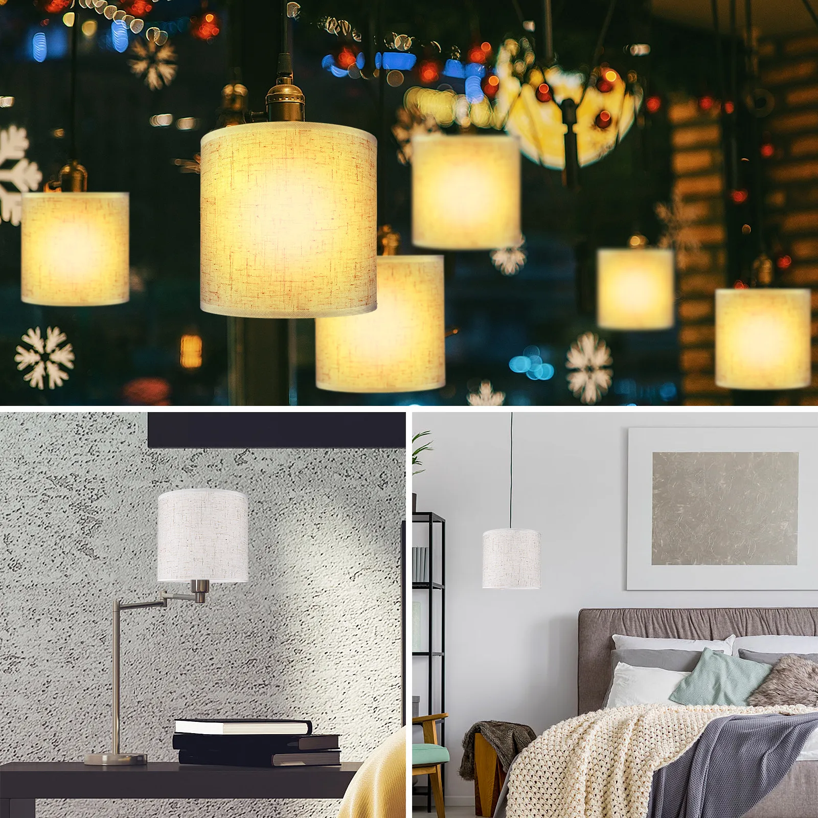 

Linen Drum Lamp Shade Rustic Style for Chandelier Table Wall Floor Lamp Home Decor Protective Replacement Lampshades