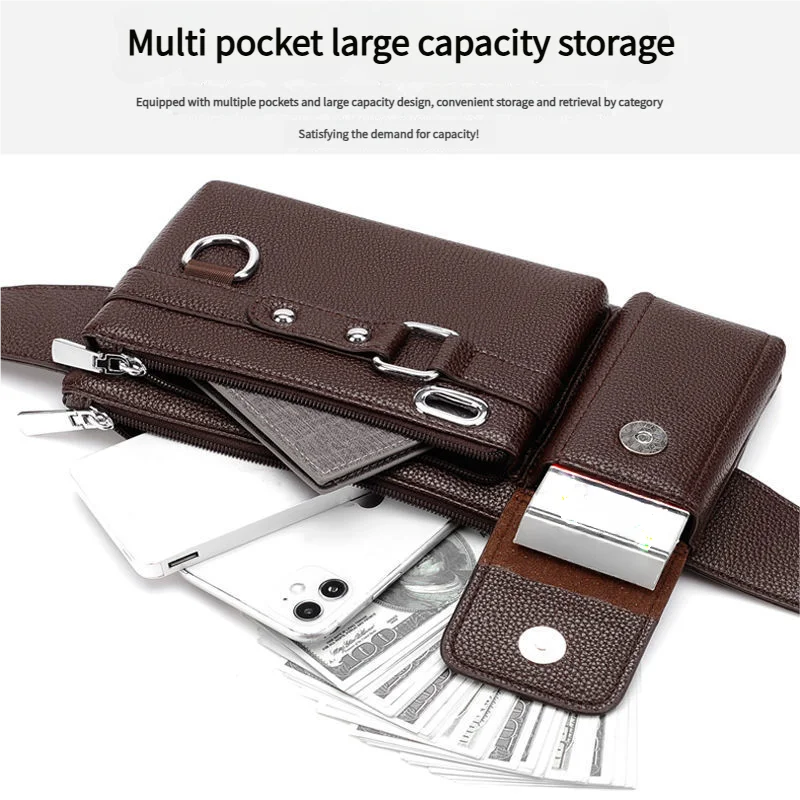 

Unisex Waist Bags 2025 High-quality PU Leather Chest Bag with Multiple Pockets Men's Fashionable Crossbody Bag