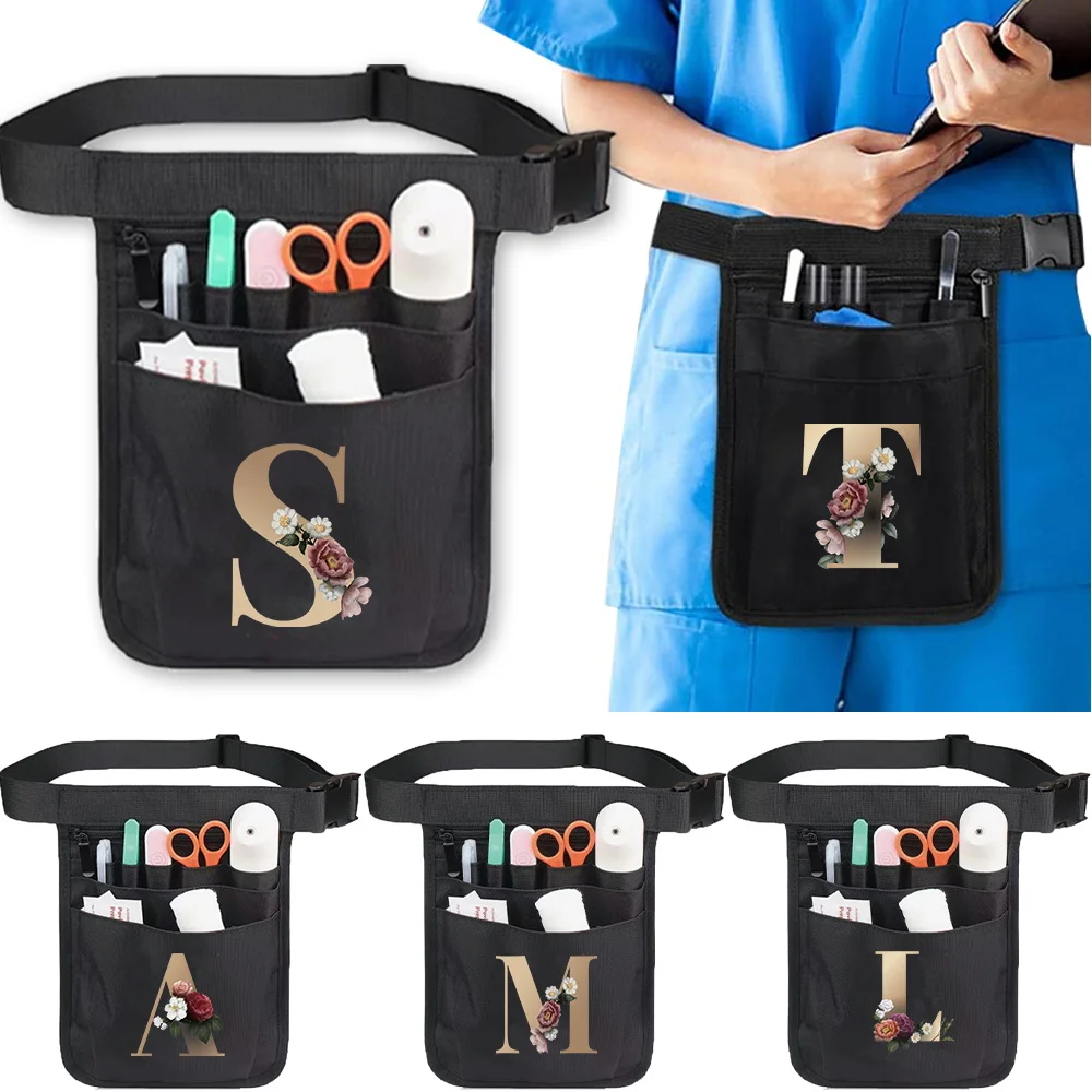 

Nurse Waist Bag Multifunctional Large Capacity Nurse Bags with Adjustable Bags Strap Gold Series Multi Pocket Waist Organizer
