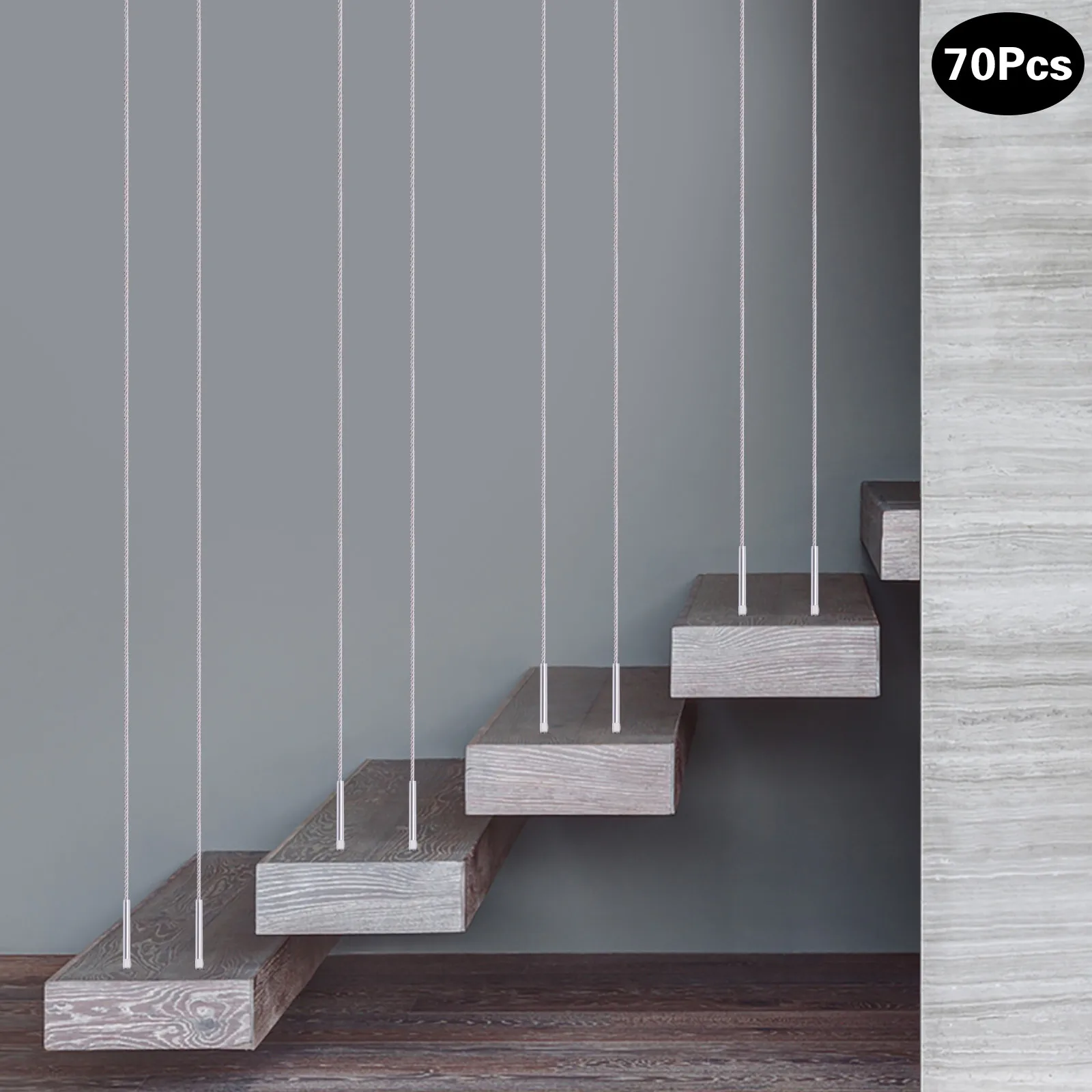 70 عبوة من البراغي الملولبة المصنوعة من الفولاذ المقاوم للصدأ T316، مشابك ملولبة لليد اليسرى واليمنى، نظام درابزين كابل فولاذي مقاس 1/8 بوصة #5