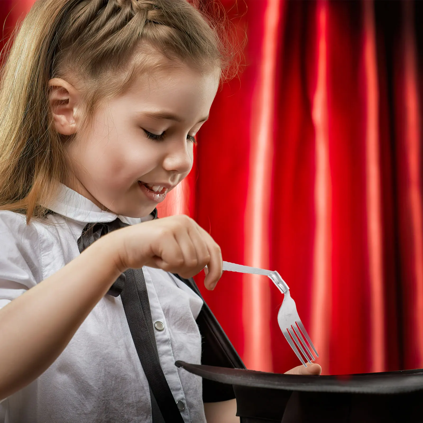 

2Pcs Mind Bend Fork Magician Gimmicks Close Up Bend Fork Bending Trick Prop Performance Gimmick Props