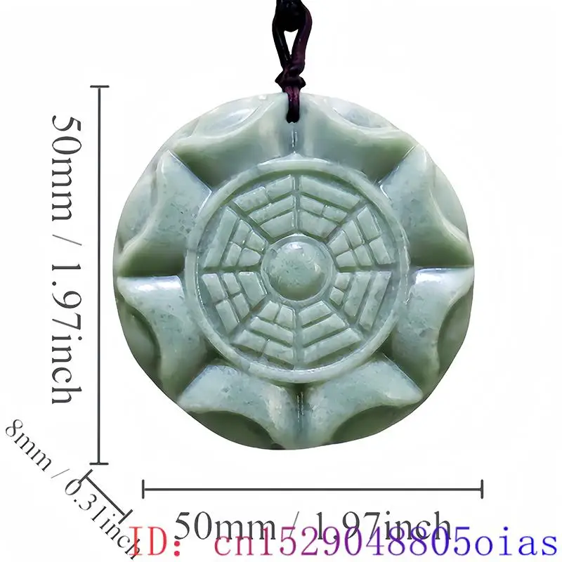 Green Natural Real Jade Tai Chi Pendant Necklace Amulet Carved Jewelry Talismans Gift Gifts for Women Men Fashion Charm Vintage